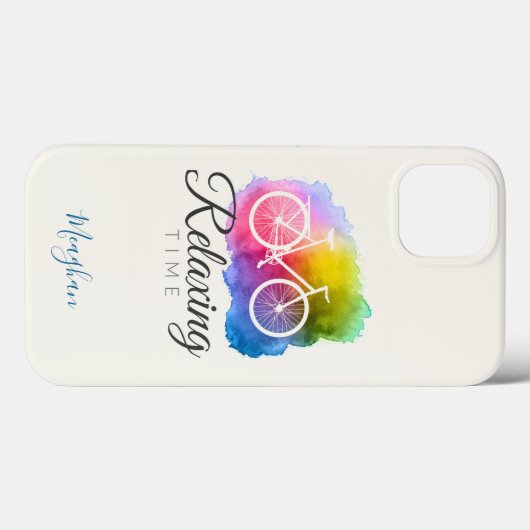 Elegant Monogrammed Waterverf fiets Case-Mate iPhone Case (Achterkant (horizontaal))