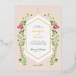 Elegant Monogrammed Waterverf Floral Wedding Foi Folie Uitnodiging