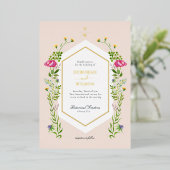 Elegant Monogrammed Waterverf Floral Wedding Foi Folie Uitnodiging (Staand Voorkant)