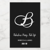 Elegant Monogrammed Wedding Party Event Black Mini Wijn Etiket (Enkel label)