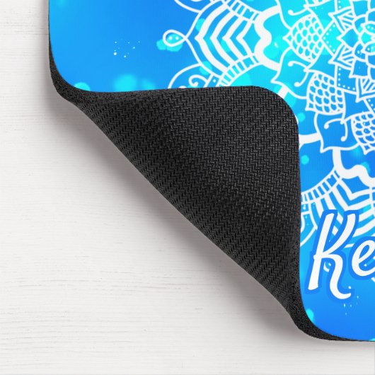 Elegant Monogrammed White & Blue Mandala Pattern Muismat (Hoek)