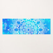 Elegant Monogrammed White & Blue Mandala Pattern Y Yogamat (Achterkant (horizontaal))