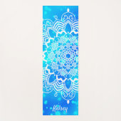 Elegant Monogrammed White & Blue Mandala Pattern Y Yogamat (Voorkant)