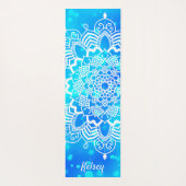 Elegant Monogrammed White & Blue Mandala Pattern Y Yogamat (Achterkant)