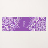 Elegant Monogrammed White & Paars Mandala Pattern Yogamat (Achterkant (horizontaal))