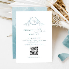 Elegant Monogrammed Zee Glass RSVP Online QR Code Informatiekaartje