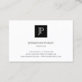 Elegant Monogrammed Zwart Wit Modern Plain Visitekaartje (Achterkant)