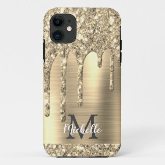 Elegant monogrammen Gold Glitter Drives Gold Metal Case-Mate iPhone Case