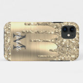 Elegant monogrammen Gold Glitter Drives Gold Metal Case-Mate iPhone Case (Achterkant (horizontaal))