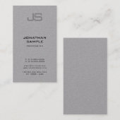 Elegant monogrammen Moderne Verticale Grijze Gewoo Visitekaartje (Voorkant / Achterkant)