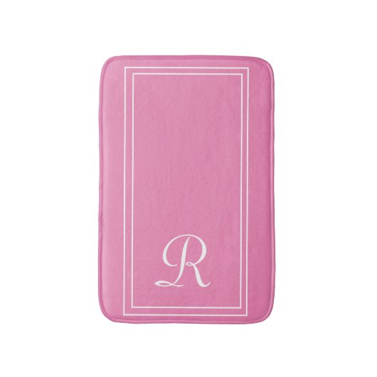 Elegant monogrammen roze gestreept badmat (Voorkant Verticaal)