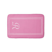 Elegant monogrammen roze gestreept badmat (Voorkant)