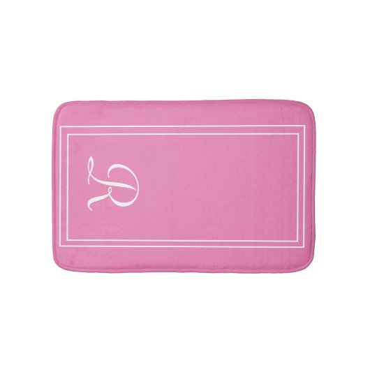Elegant monogrammen roze gestreept badmat (Voorkant)