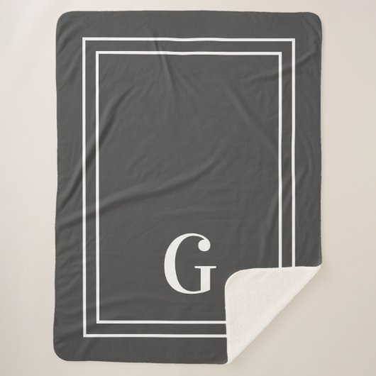 Elegant monogrammen voor hem grijs en wit sherpa deken (Voorkant)