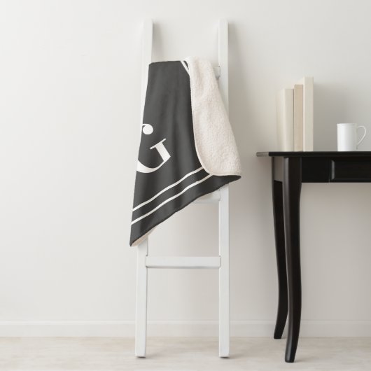 Elegant monogrammen voor hem grijs en wit sherpa deken (In situ)