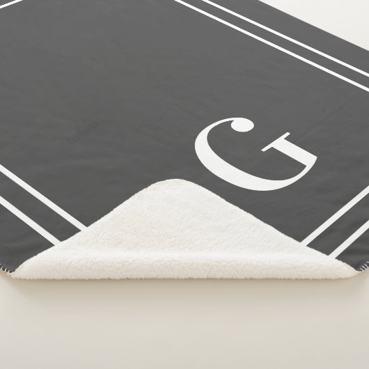 Elegant monogrammen voor hem grijs en wit sherpa deken (3/4)