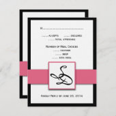 Elegant Monogrammen Weddenschap RSVP-kaarten Roze RSVP Kaartje (Voorkant / Achterkant)