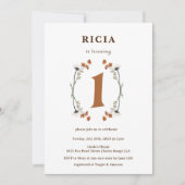 Elegant monster Wilde bloem 1e verjaardag Kaart (Voorkant)