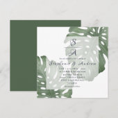 Elegant Monstera Emerald Green Wedding Kaart (Voorkant / Achterkant)