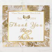 Elegant Monstera Gouden Bruiloft Sparkling Wijnetiket (Enkel label)