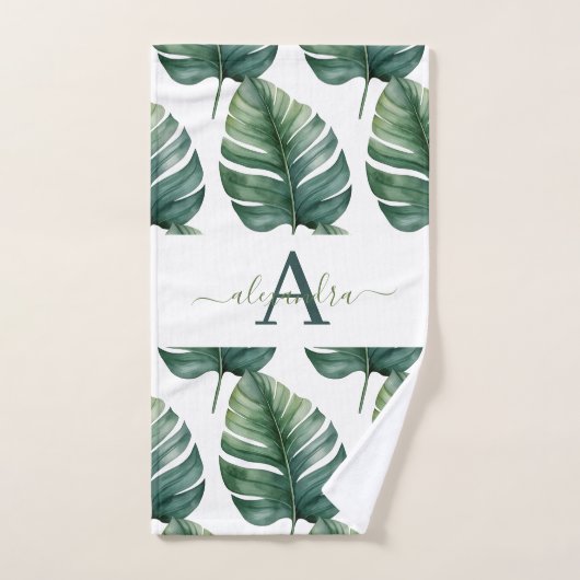 Elegant Monstera Greenery Botanical Towel Set Bad Handdoek (Handdoek)