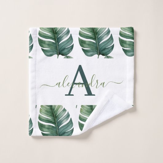 Elegant Monstera Greenery Botanical Towel Set Bad Handdoek (Wasdoekje)
