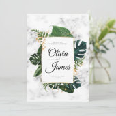 Elegant Monstera Greenery Wedding Gold Kaart (Staand voorkant)