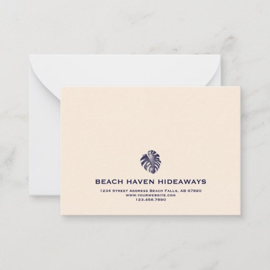 Elegant Monstera Leaf Corporate Note Kaart Notitiekaartje (Voorkant)