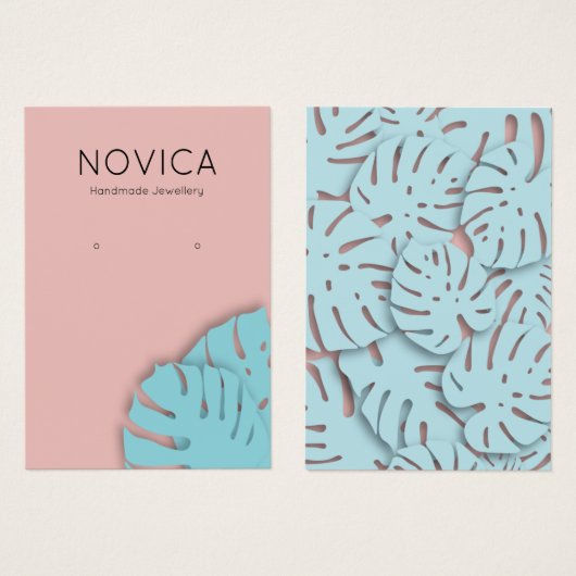 Elegant Monstera Leaf Earring Display Kaart (Voorkant /achterkant)