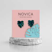 Elegant Monstera Leaf Earring Display Kaart