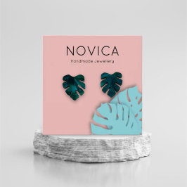 Elegant Monstera Leaf Earring Display Kaart