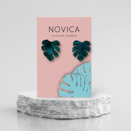 Elegant Monstera Leaf Earring Display Kaart