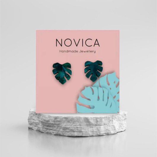 Elegant Monstera Leaf Earring Display Kaart