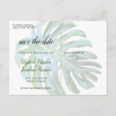 Elegant Monstera Leaf Photo Save the Date Aankondigingskaart (Achterkant)