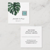 Elegant Monstera Logo  Vierkante Visitekaartje (Voorkant / Achterkant)