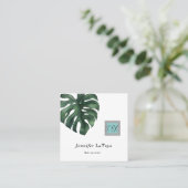 Elegant Monstera Logo  Vierkante Visitekaartje (Staand voorkant)