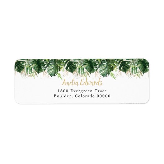 Elegant Monstera retouradres label (Voorkant)