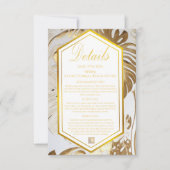 Elegant Monstera verguld gouden bruiloft details K RSVP Kaartje (Voorkant)