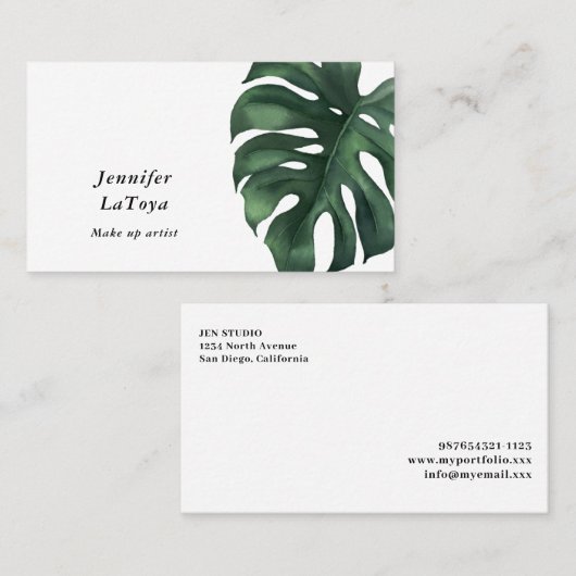 Elegant Monstera Visitekaartje (Voorkant / Achterkant)