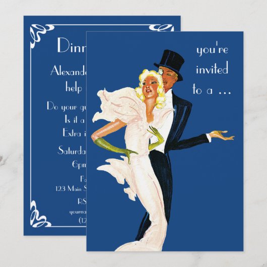 Elegant Monte Carlo Couple Dinner Party Kaart (Voorkant / Achterkant)