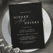 Elegant Moody Black | Officieel verjaardagsdiner Kaart
