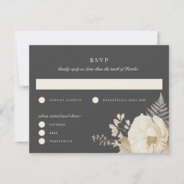 Elegant Moody Boho Bloemen Bruiloft RSVP Reageer K Kaart