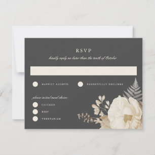 Elegant Moody Boho Bloemen Bruiloft RSVP Reageer K Kaart