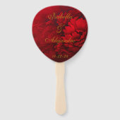 Elegant Moody Bourgogne Rode Bloemen Bruiloft Handwaaier (Achterkant)