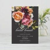 Elegant Moody Bourgondië & Roze Bloemen Bruidsbrun Kaart (Staand voorkant)