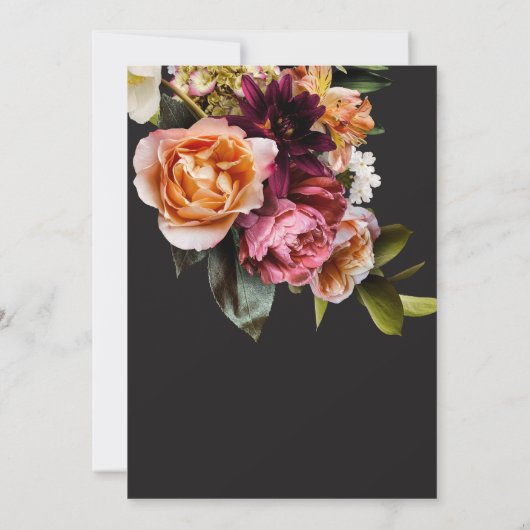 Elegant Moody Bourgondië & Roze Bloemen Bruidsbrun Kaart (Achterkant)