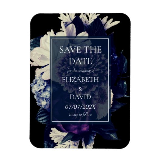 Elegant Moody Dark Floral Wedding Magneet (Verticaal)