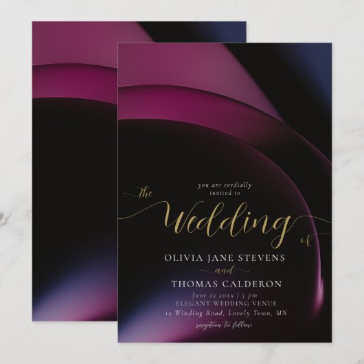 Elegant Moody Dark Paarse Geometrische Arches brui Kaart (Voorkant / Achterkant)