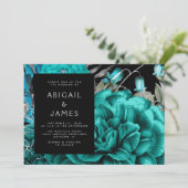 Elegant Moody Donker Bloemen Blauwgroen Zilveren B Kaart (Staand voorkant)