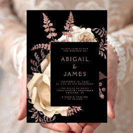 Elegant Moody Donker Bloemen Ivoor Roos Goud Bruil Kaart